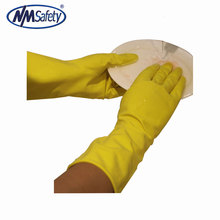 NMSAFETY yellow latex long cuff household working rubber gloves